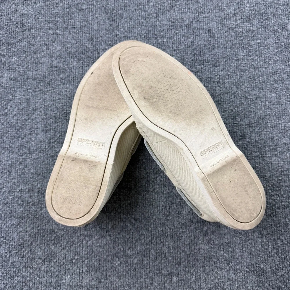 Sperry Top-Sider Mens 8 Boat Shoes Beige Canvas Suede Deck Shoes STS19368